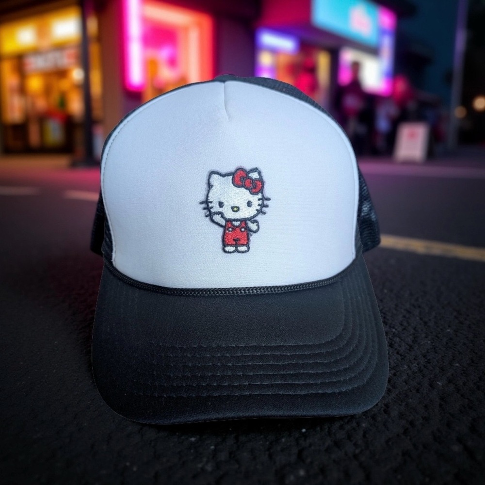 Hello Kitty Black and White Trucker Hat